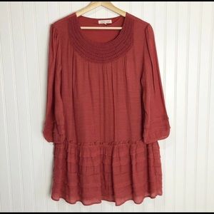 indigo soul Rust Red Layered Tunic Dress